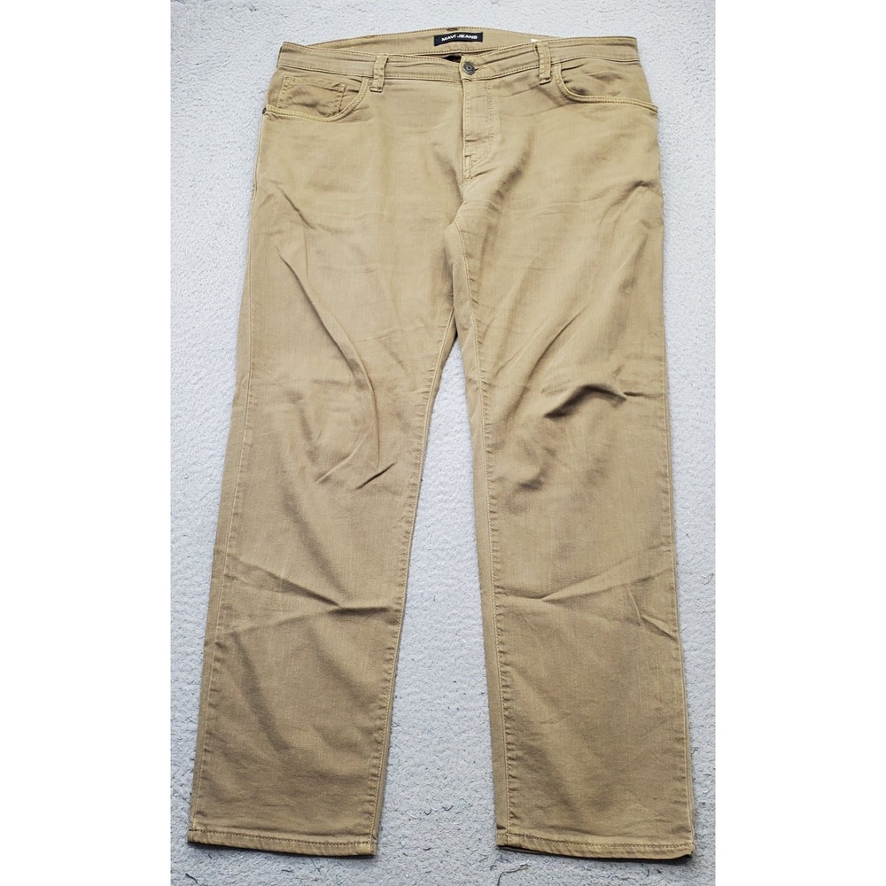 Mavi Straight Jeans Mens 38/31 Tan Denim Flat Front Single Stitch Zach Outdoor